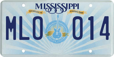 MS license plate MLO014