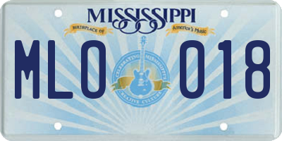 MS license plate MLO018