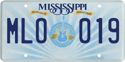 MS license plate MLO019
