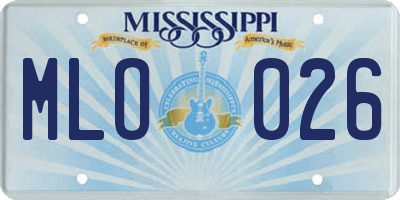 MS license plate MLO026