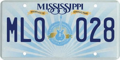MS license plate MLO028