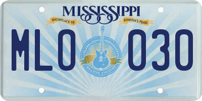 MS license plate MLO030