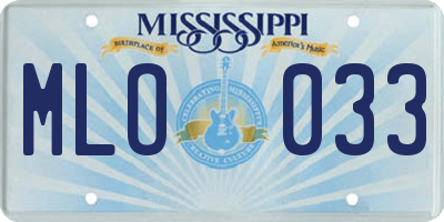 MS license plate MLO033