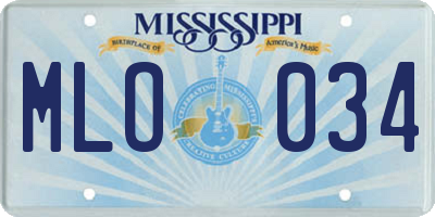 MS license plate MLO034