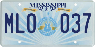 MS license plate MLO037