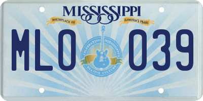 MS license plate MLO039