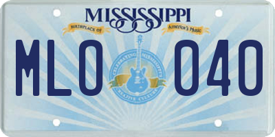 MS license plate MLO040