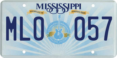 MS license plate MLO057