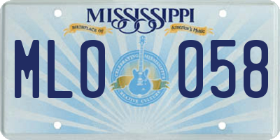MS license plate MLO058