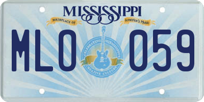 MS license plate MLO059