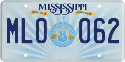 MS license plate MLO062