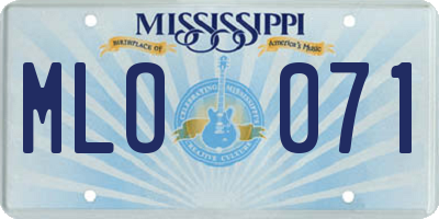 MS license plate MLO071