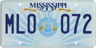 MS license plate MLO072