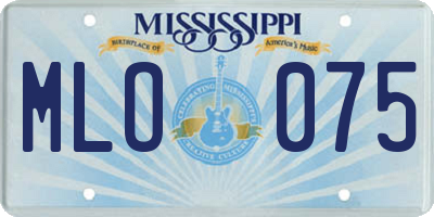 MS license plate MLO075