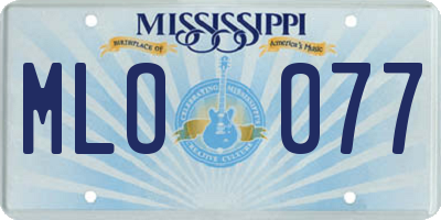 MS license plate MLO077