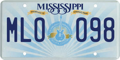 MS license plate MLO098