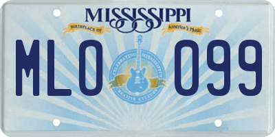 MS license plate MLO099