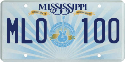 MS license plate MLO100