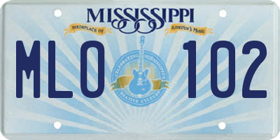 MS license plate MLO102