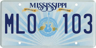 MS license plate MLO103
