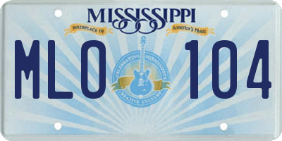 MS license plate MLO104