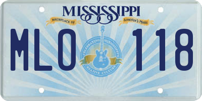 MS license plate MLO118