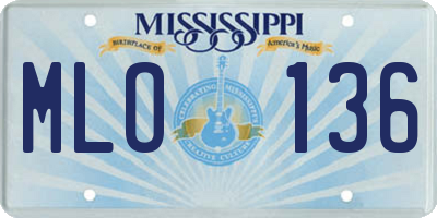 MS license plate MLO136