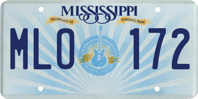 MS license plate MLO172