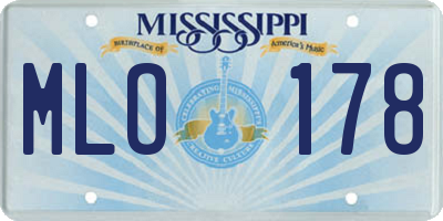 MS license plate MLO178