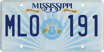 MS license plate MLO191