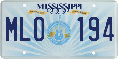 MS license plate MLO194