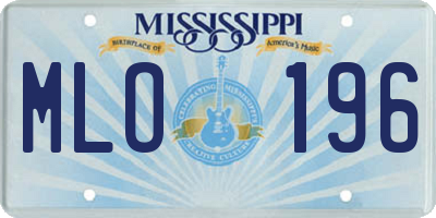 MS license plate MLO196