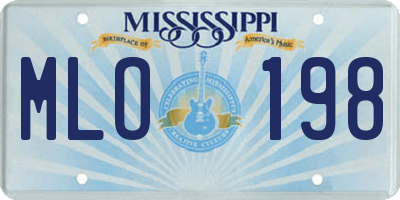 MS license plate MLO198