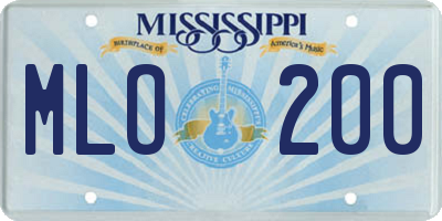 MS license plate MLO200