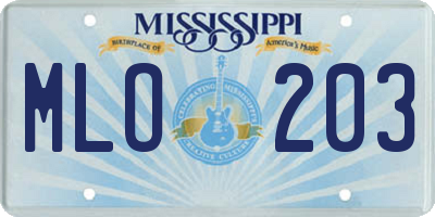 MS license plate MLO203