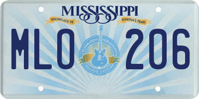 MS license plate MLO206