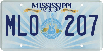 MS license plate MLO207