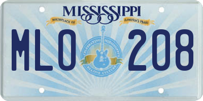 MS license plate MLO208