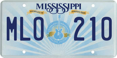 MS license plate MLO210