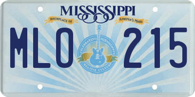 MS license plate MLO215
