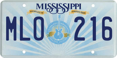 MS license plate MLO216