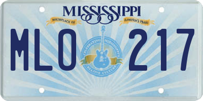 MS license plate MLO217