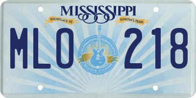 MS license plate MLO218