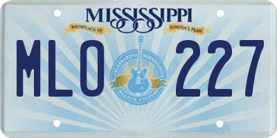 MS license plate MLO227