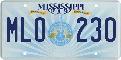 MS license plate MLO230