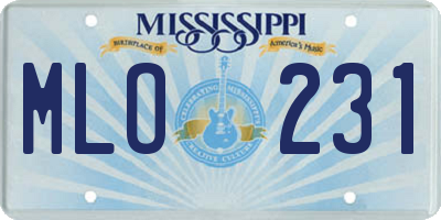 MS license plate MLO231