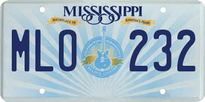 MS license plate MLO232