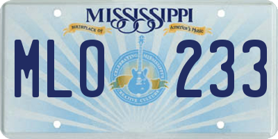 MS license plate MLO233