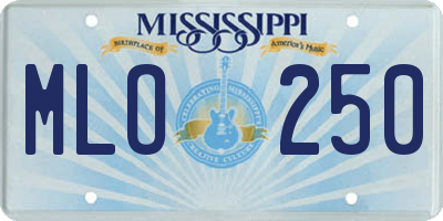 MS license plate MLO250