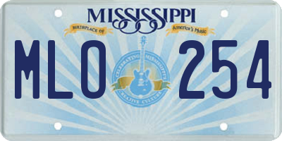 MS license plate MLO254